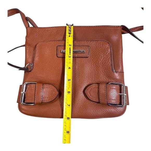 Franco Sarto Brown Leather Crossbody Bag With Buckle Accents & Adjustable Strap - Picture 4 of 10